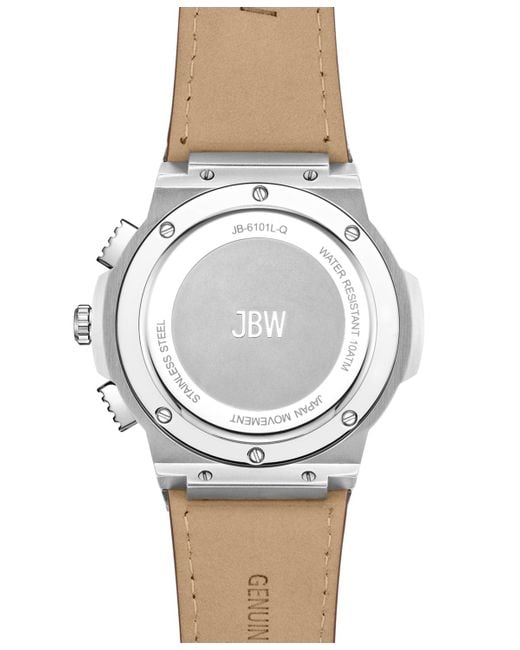 JBW Gray Saxon Multifunction Brown Genuine Leather Watch for men