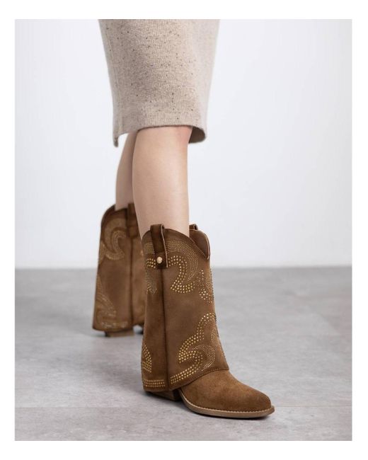 Xti Brown Suede Foldover Booties By