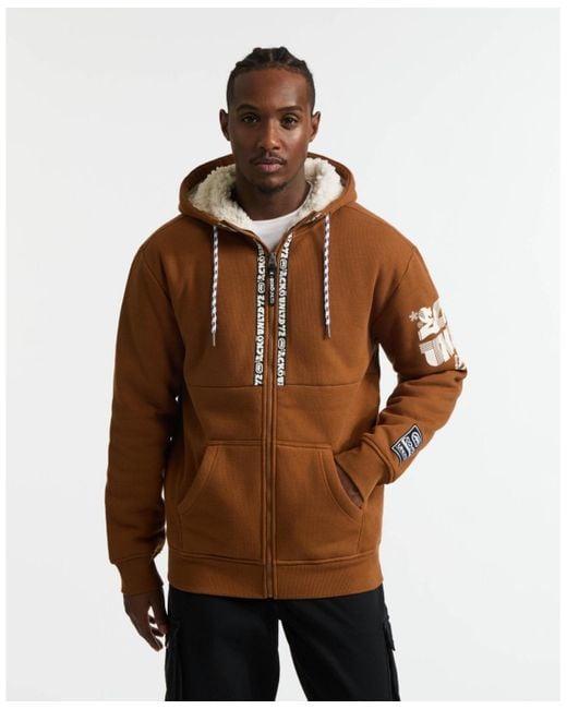 Ecko' Unltd Brown Birth Year Sherpa Hoodie for men