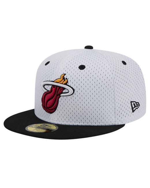 KTZ White/black Miami Heat Throwback 2tone 59fifty Fitted Hat for men