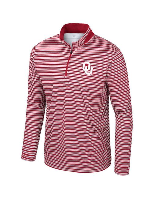 Colosseum Athletics Red Oklahoma Sooners Striped Quarter-zip Sweatshirt for men