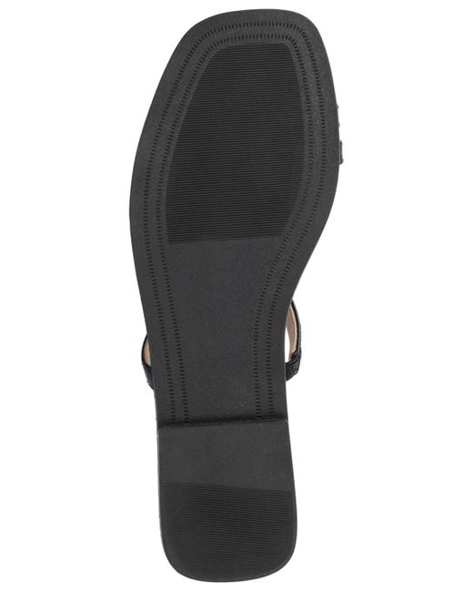 Journee Collection Black Brisa Multi Strap Slip On Flat Sandals