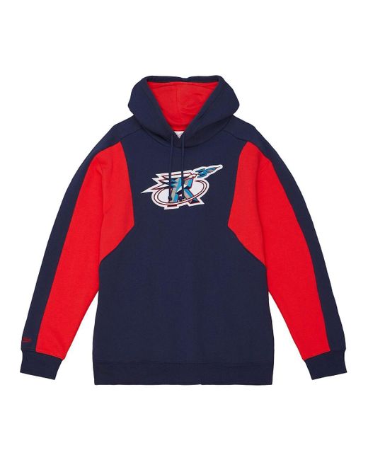 Mitchell & Ness Red Houston Rockets Color Block 2.0 Fleece Pullover Hoodie for men