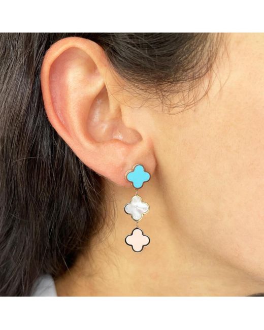 The Lovery Blue Pastel Mixed Clover Dangle Earrings