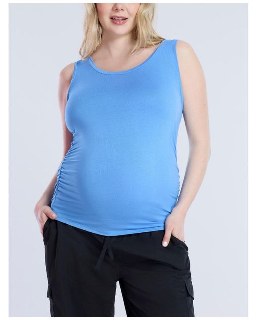 Motherhood Maternity Blue Scoop Neck Side-ruched Maternity Tank Top