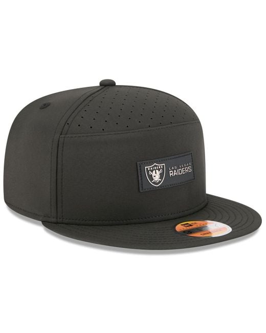 KTZ Black Las Vegas Raiders 2025 Sideline Split Panel 9fifty Snapback Hat for men