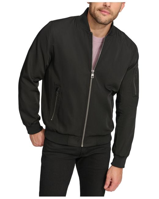 Calvin Klein Black Solid-color Zipper Flight Jacket for men