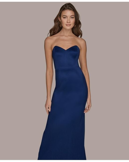 Donna Karan Blue Strapless Gown