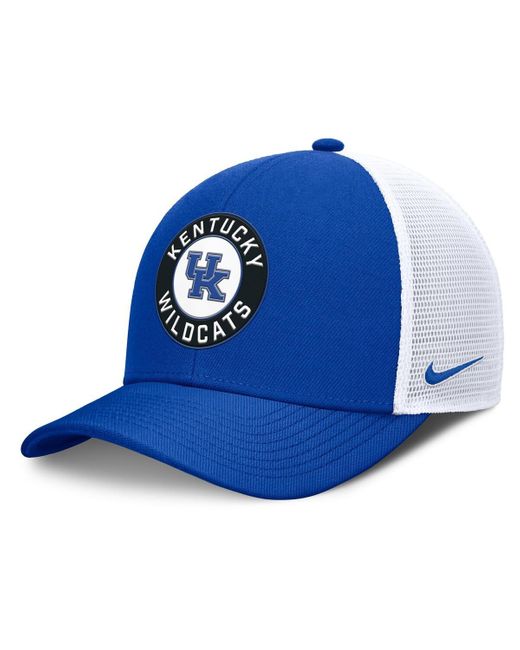 Nike Blue Royal/white Kentucky Wildcats Rise Primetime Performance Trucker Adjustable Hat for men