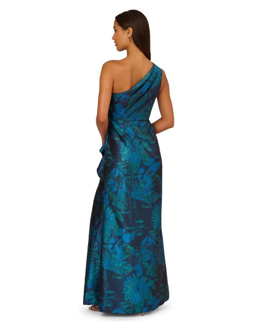 Adrianna Papell Petite One Shoulder Gown in Blue | Lyst