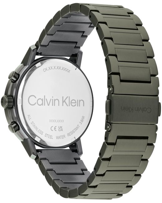 Calvin Klein Gray Gauge Ionic Plated Barley Green Steel Bracelet Watch for men
