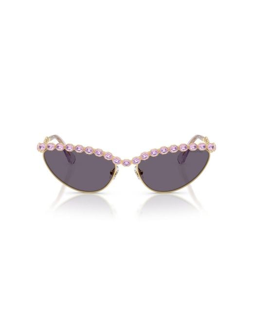 Swarovski Purple Embellished Cat Eye Sunglasses