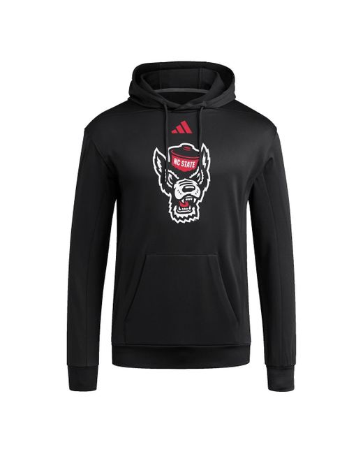 Adidas Black Nc State Wolfpack Locker Logo Fleece Pullover Hoodie for men