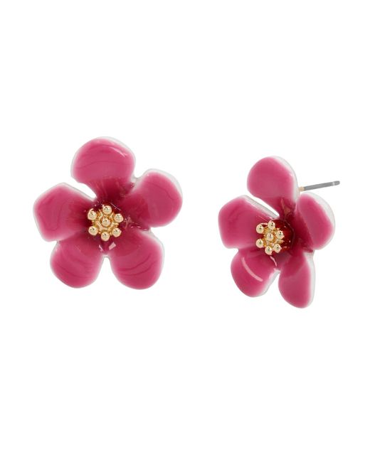 Betsey Johnson Pink Enamel Tropical Flower Stud Earrings