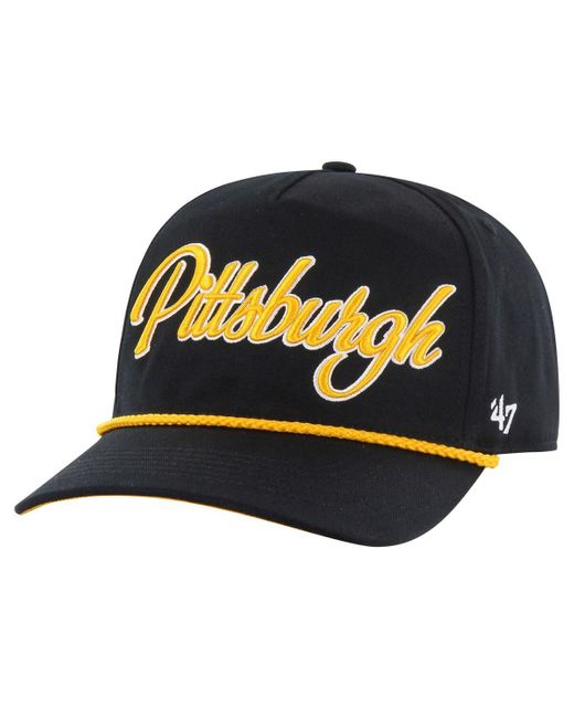 '47 Black 47 Pittsburgh Penguins Overhand Logo Side Patch Hitch Adjustable Hat for men
