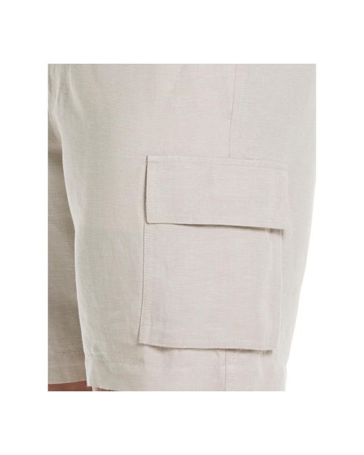 Cubavera Gray 8" Drawstring Linen Cargo Shorts for men