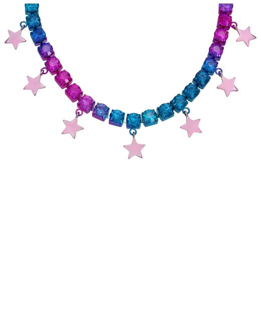 Betsey Johnson Blue Faux Stone Starry Bib Tennis Necklace