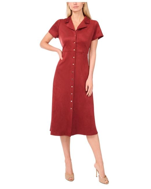 Vince Camuto Tie-back Button Down Dress in Red | Lyst