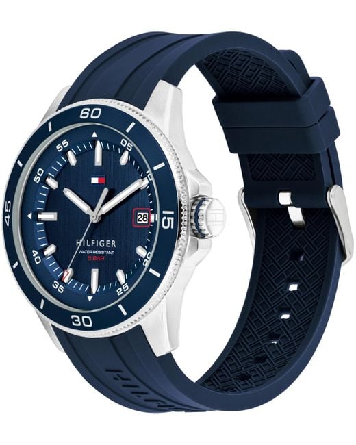 Tommy Hilfiger Blue Quartz Silicone Strap Watch for men