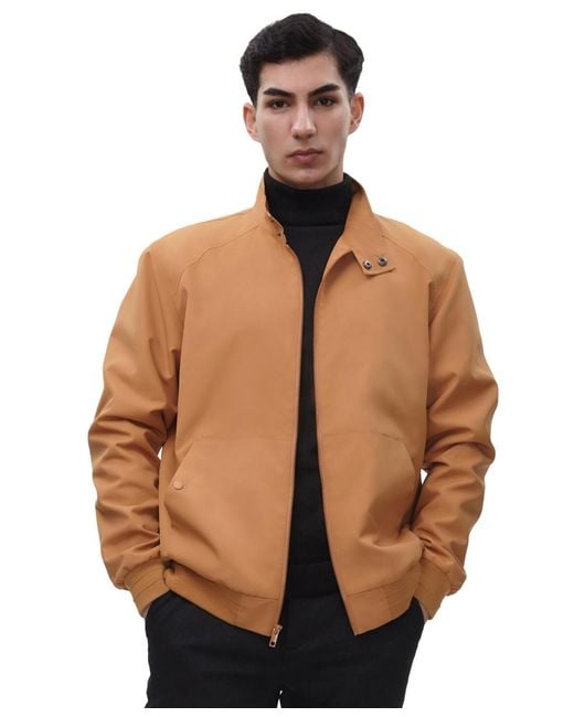 Rokka&Rolla Brown Classic Full Zip Bomber Jacket for men
