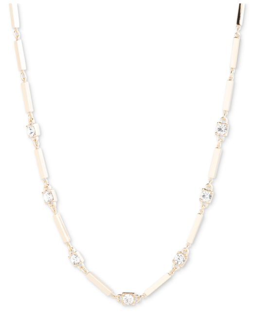 Lauren by Ralph Lauren White Gold-tone Bar & Crystal Collar Necklace