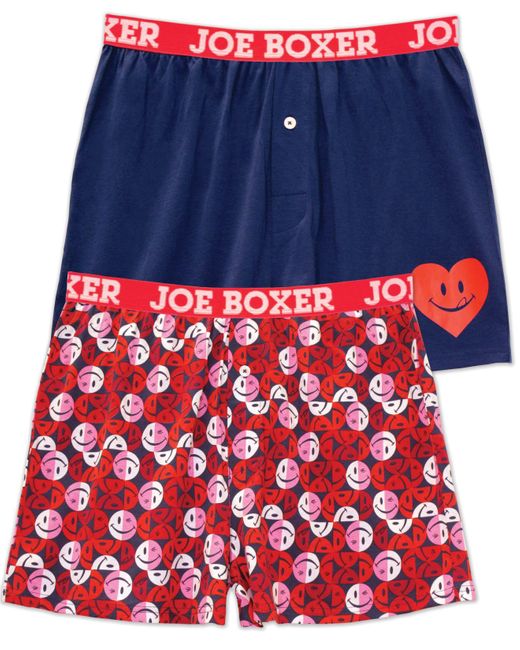 Joe Boxer Cotton Licky Knit Boxers, 2 Piece Set in Red for Men Lyst