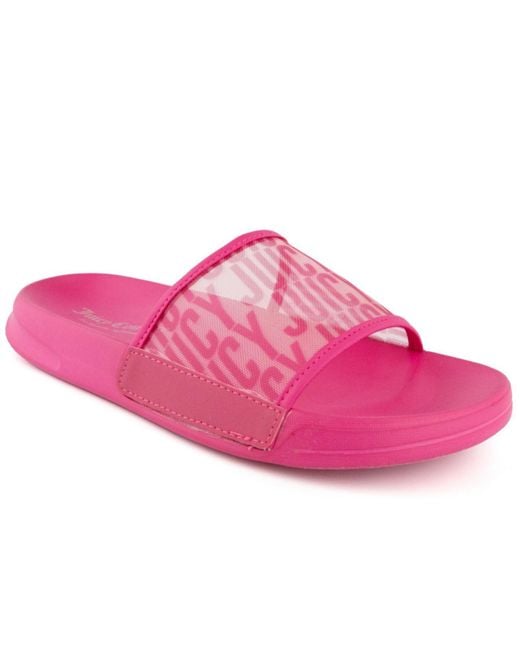 Juicy Couture Wryter Pool Slide Sandals in Bright Pink (Pink) | Lyst