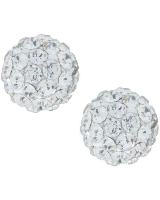 Giani Bernini Metallic Crystal 6mm Pave Stud Earrings In Sterling Silver. Available In Clear, Blue Or Red