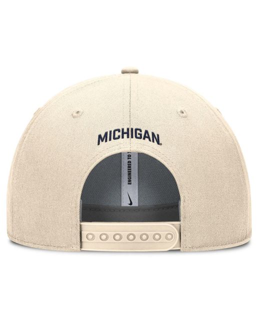 Nike Natural Michigan Wolverines Rise Primetime Performance Trucker Adjustable Hat for men