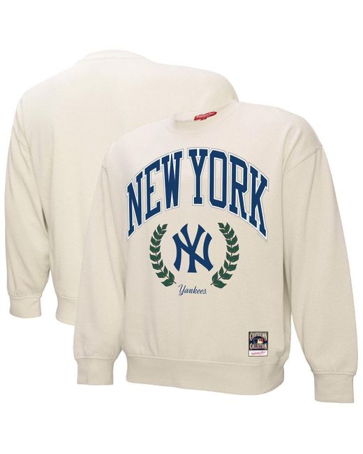 Mitchell & Ness White New York Yankees Cooperstown Collection Laurel Pullover Sweatshirt