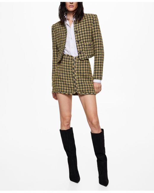 Mango Tweed Jacket With Jewel Buttons in Natural Lyst