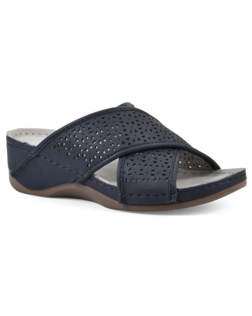 White Mountain Blue Collet Comfort Wedge Sandal