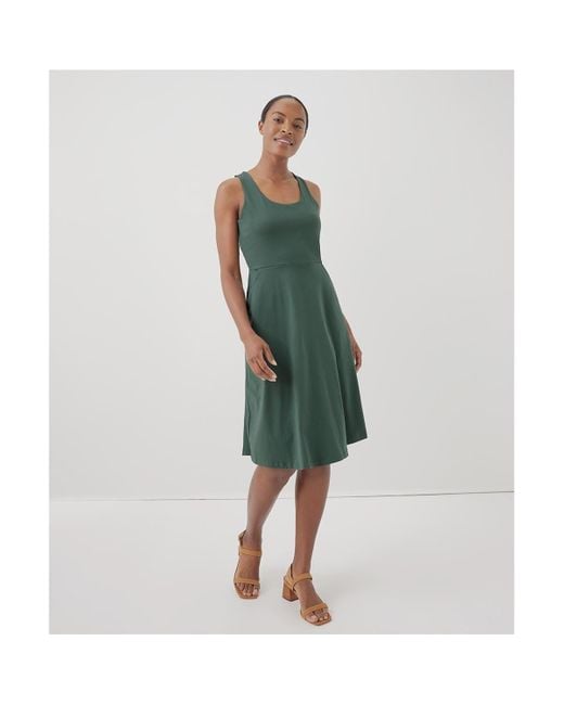 Pact Green Organic Cotton Fit & Flare Tie-back Dress