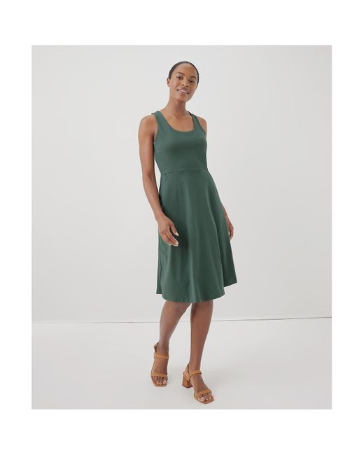Pact Organic Cotton Fit & Flare Tie-back Dress in Green | Lyst Pact Organic Cotton Fit & Flare Tie-back Dress in Green | Lyst