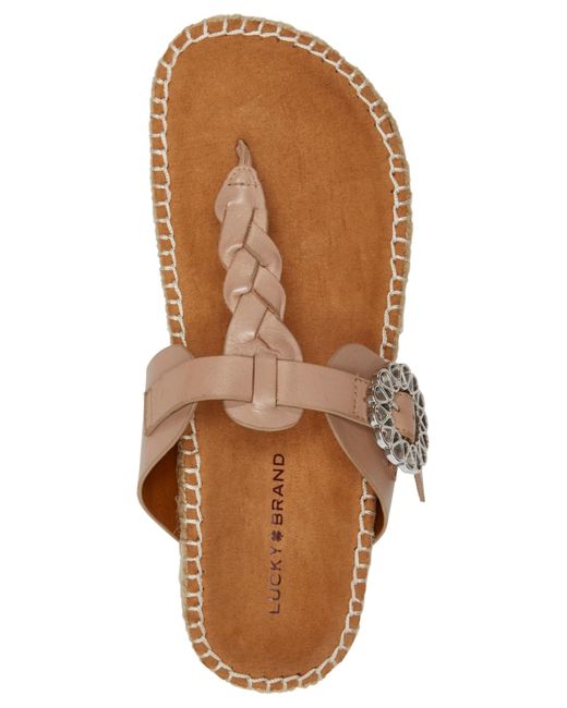 Lucky Brand Blue Libba T-strap Espadrille Flat Sandals