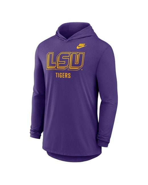 Nike Purple Lsu Tigers Legacy Tri-blend Dri-fit Long Sleeve Hoodie T-shirt for men