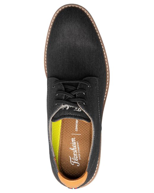 Florsheim Black Vibe Canvas Lace-up Plain Toe Oxford Shoes for men