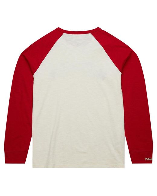 Mitchell & Ness Red Chicago Blackhawks Legendary Slub Vintage-like Raglan Long Sleeve T-shirt for men