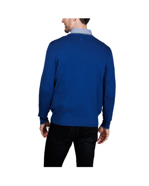 Tailorbyrd Blue Fine Knit Crew Neck Sweater for men