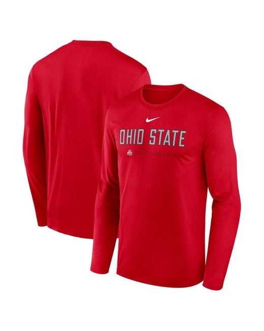 Nike Red Ohio State Buckeyes 2025 Courtside Basketball Shootaround Legend Dri-fit Long Sleeve T-shirt for men