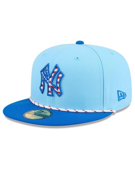 KTZ Light Blue/blue New York Yankees 2025 Fourth Of July 59fifty Fitted Hat for men