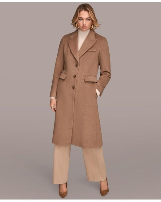 Donna Karan Brown Single-breasted Stitch Trimmed Coat