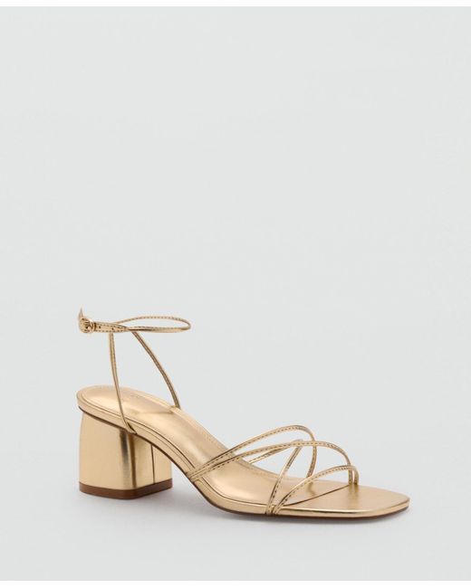 Mango Natural Crossed Strap Heeled Sandals