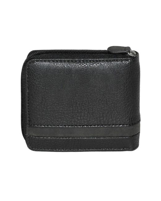 ROOTS Black Men Zipper Around Wallet With Center Wing for men