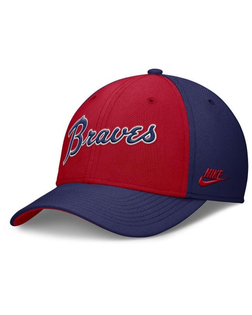Nike Navy/red Atlanta Braves Rise Swoosh Performance Flex Hat for men