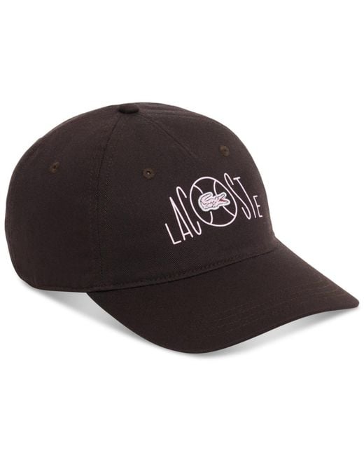 Lacoste Black Printed Twill 5-panel Adjustable Hat for men