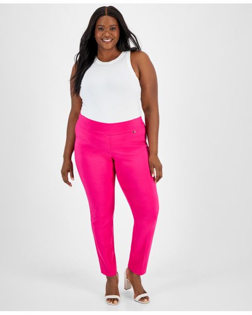 INC International Concepts Pink Plus And Petite Plus Size Tummy-control Skinny Pants