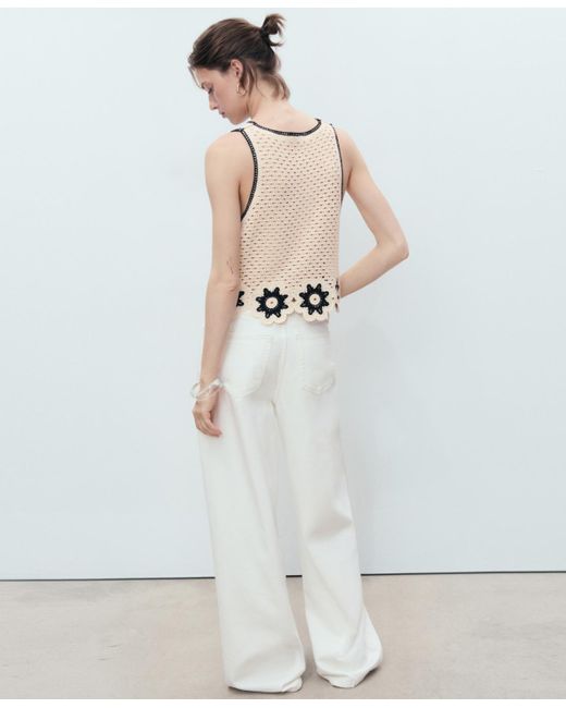 Mango Natural Floral Finishes Crochet Top