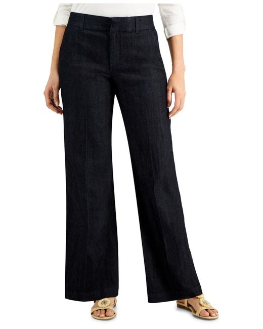 Charter Club Blue Petite Wide-leg Trouser Jeans, Created For Macy's