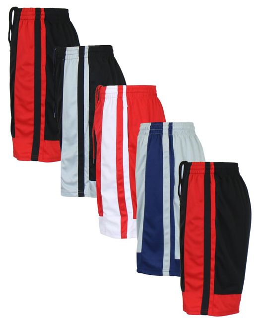 Galaxy By Harvic Red 5-pack Lightweight Breathable Moisture Wicking Mesh Shorts for men